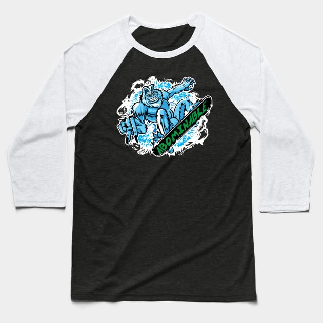 Abominable Snowman Snowboarder Baseball T-Shirt by eShirtLabs